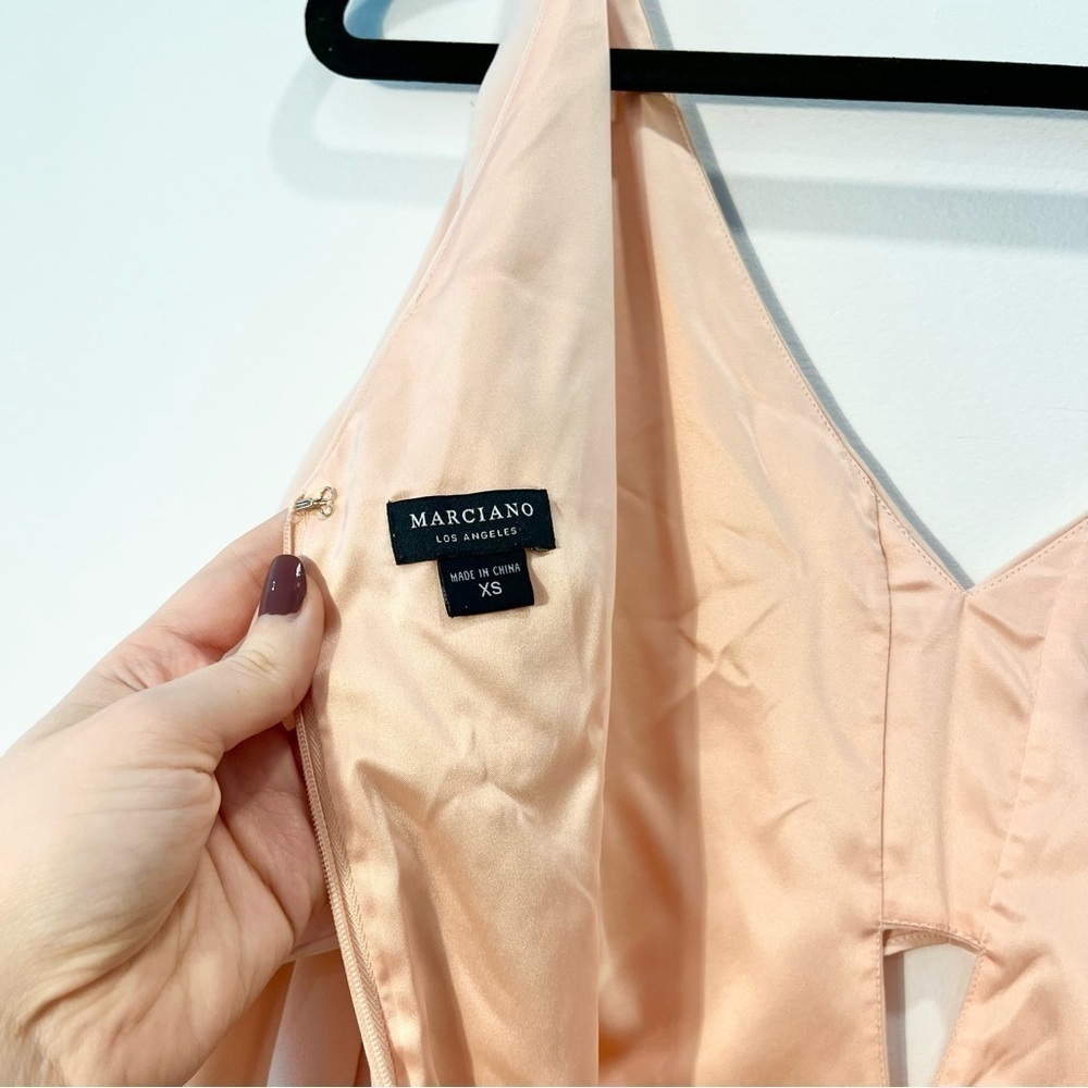 Marciano Peach Pink Long Sleeve Ruffled Mini Summer Party Cocktail Dress XS - Picture 8 of 8